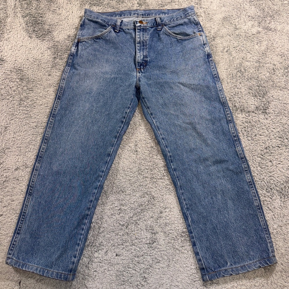 Rustler Mens Straight Leg Jeans 32x32 Blue Cotton Medium Wash Denim BC001832